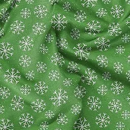 Soimoi Green Cotton Cambric Fabric Snow Flakes Floral Print Fabric by The Meter 56 Inch Wide-image-18