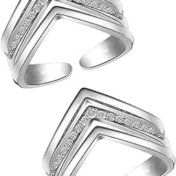 Sterling Silver Toe Rings For Women | Toe Rings Silver Pure | 925 Sterling Silver Toe Ring | Toe Rings For Women Silver Pure | Bichiya For Women Stylish | Bichiya Set For Women Chandi | Round | 18 White CZ Stone (1.5 MM) | 4.4 Grams-image-18