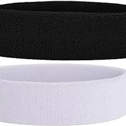 canbee Headband Stachable Swetband Pack of 2 for Men and Women Tennis, Badminton, Cycling, Volleyball, Basketball, Sports Band (Both (Black and White))-picture-42