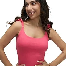 terractive Stretchie Frill Tank + Built-in Bra Hot Pink-picture-23