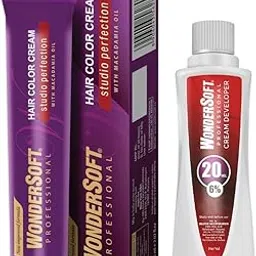 Wondersoft Professional Dark Brown Studio Perfectionl Hair Color Cream 60m Macadamia Oill with 20 Vol 6% Dveloper 250ml-picture-57