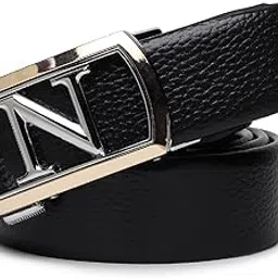 zacharias Men's Faux Leather Belt Automatic N Buckle ASS-18 (Black;Free Size)-picture-17