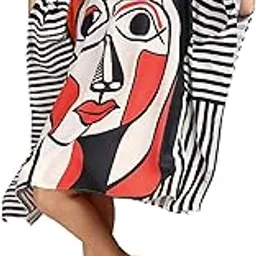 label aarna Muslin Cotton Short Kaftan with Digital Print and Hidden Adjustable Belt | Free Size [M-3XL] | Stylish Midi | Western wear | Kaftan Dress for Women-picture-18