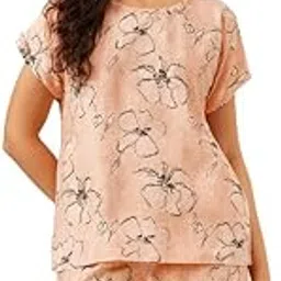 clovia Women's Rayon Floral Print Top and Shorts Nightsuit Lounge Set-picture-25