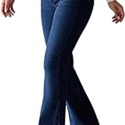 alie NK Shopping Women's High Waist Bell Bottom Jeans, Navy Blue Denim-picture-33