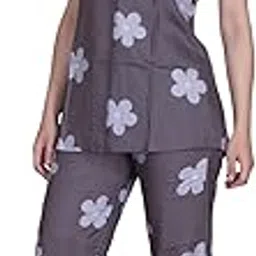 Women Fine Linen Co-ord Set | Stylish Floral Printed Top & Pant Set | Comfortable Loungewear Outfit for Girls and Ladies-image-52