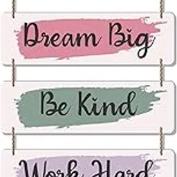 Decor Smart Be Positive Dream Big Be Kind Work Hard Be Happy Wooden Wall Hanging | Motivational Quote MDF Wall Art | Handcrafted Decorative Home Office Decor for Living Room Accent (DWA_6206)-image-44