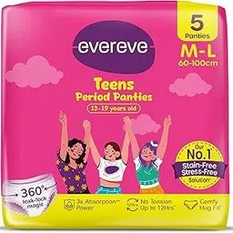 Evereve Teens Period Panty For Girls, M-L 5Pcs (for 13 to 19 years old), 360 Degree Anti-Leak Coverage, Up to 12hours Protection, Heavy Flow Absorbency, Ideal for School & Overnight Use, Comfy Hug Fit-picture-25