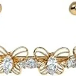 Art Jewellery Adorable gold-plated butterfly design with shimmering white stone stud Adjustable cuff bracelet, Kada bracelet for women and girls.-image-53