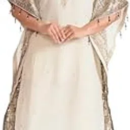 graceful couture Women's Designer Kaftan with Hand Mirror Work Flowing Fit Ethnic Wear for Festive & Party Occasions|CREAM-picture-29