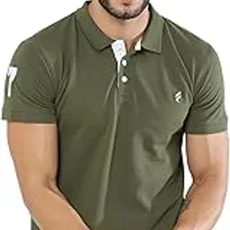 fanideaz Men's Regular Fit Solid Polo T-Shirt with Coloured Collar Tipping Plain Collar Tshirts for Men Casual Stylish Premium Cotton Polo Tshirt for Mens-picture-52