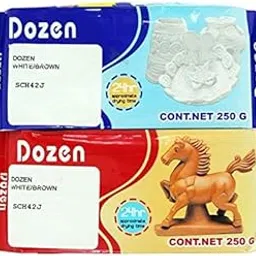 DOZEN Set of 2 Clay Air Dry Terracotta 250 grams each of Brown and White-image-90