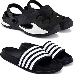 pampy angel Combo Pack of 2 Slipper/Flip Flops/Slides/Clogs/Sandals for Men (Clog-700 Vs 12Singa & 4LINE)-picture-52