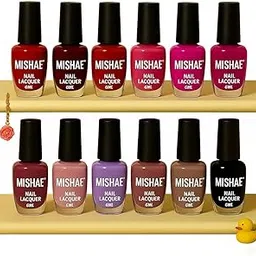 MISHAE Complete 12 Bottle Nail Polish Combo Set for Women – 6ml Each, Smooth Glossy Finish, Quick-Dry, Long Lasing, 6 ml each (Hot Edit)-picture-18