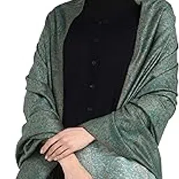 essentiele WOMEN TURQ & LIGHT GREEN REVERSIBLE WOOL TOUCH PAISLEY DESIGN JAMAVAR KASHMIRI SHAWL-picture-38