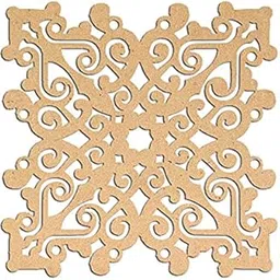 Haoser Pine MDF-3mm Wooden Panel for Room Divider/Partition, Wall Decor Pack of 1 Geometric Laser Cut Carved Panel (Panle-12_LxW-20x20cm)-image-4