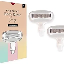 Carmesi Body Razor Swing Blade Refill Pack | Moisture Ribbon With Aloe Vera & Vitamin E, 2-Way Pivot, 5-Blade Precision | Designed to Swing Along Curves | Pack of 2-image-15