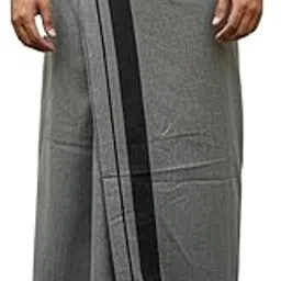 Kerala Cotton Dhoti for Men | Traditional Grey Mundu | Pure Cotton South Indian Pooja & Festival Wear | Grey Mundu-image-99
