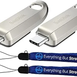SanDisk 2 Pack Ultra Luxe 64GB USB-C Flash Drive SDCZ75-064G-G46 - Bundle with (2) Everything But Stromboli Lanyards-picture-63