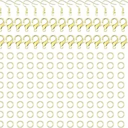 Ambitieux DIY Jewelry Making Kit – 30 Earring Hooks, 50 Lobster Clasps, 100 Jump Rings – Gold Plated Findings for Earrings, Bracelets, Necklaces & Crafts Lock-image-2