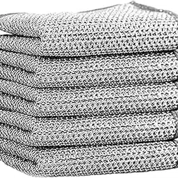 Magic Providers Multipurpose Wire Dishwashing Rags for Wet and Dry Stainless Steel Scrubber Non-Scratch Wire Dishcloth for Washing Dishes Sinks Counters Easy Rinsing Machine Washable | Pack of 2 image 1
