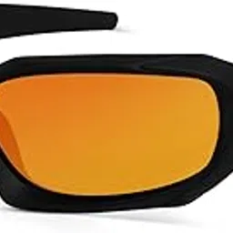 woggles | Full Rim Rectangular Branded Latest and Stylish Sunglasses |Polarized and 100% UV Protected |Unisex | Medium | Lens: Yellow Frame: Black image 1