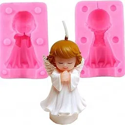 MARHABA TRADERS 3D Cherubic Angel Baby Girl Candle Mould Silicone Multipurpose, Cake, Topper, Resin, Handmade DIY Candle Stick Epoxy Casting Christmas Sugarcraft Polymer Clay Art, Plaster of Paris-image-35