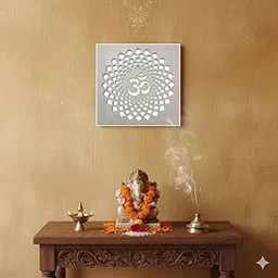 Artificial Handcrafted Om CNC Wood Cutting Design | Wall Art And Hanging | Latest Simple Stylish Smart Led Backlight | Customizable Furniture Wood Inlay Fitting | Wall Divider Mandir Puja Tasveer | Home And Office Decoration | Indoor Or Outdoor Festival Decoration | Green | 39 x 39 x 1.2 Cm-picture-28