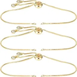 Joez Wonderful 3pcs Adjustable Slider Bracelet for Jewelry Making, 18K Gold Plated Charm Bracelet Extender Chains with Rhinestones Ends for Women DIY Bracelet Jewelry Craft Supplies-picture-26