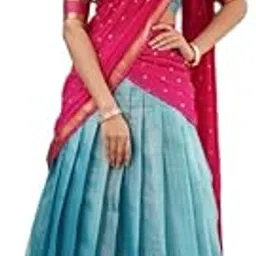 ziton Woman's Traditional Kanjivarm Style Lehenga Choli Half Saree With Beautiful Colour (Unstitched)-picture-53