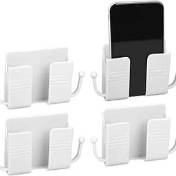 Whitecloud TRANSFORMING HOMES Wall Mounted Mobile Phone Organizer Stand with Hole for Phone Charging and Dual Key Chain Holders (PKH-3015) (Pack of 4)-picture-33