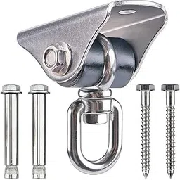 Besthouse Permanent Antirust Stainless Steel 304 Heavy Duty Swing Hangers 1000LB Capacity, Silent Swing Hook 360Ã‚° Rotation, 4 Screws for Concrete and Wooden, Yoga Hammock Chair Sandbag, Swing Sets-picture-21