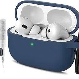 Meliya for AirPods Pro 2/1 Gen (2023/2022/2019) Case Cover with Cleaning Kit and Keychain, Soft Silicone Case Compatible with Airpods Pro 2 (USB-C/Lightning Cable) - Midnight-picture-23