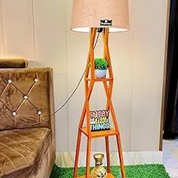Hopdezyo Wooden Storage Shelf Floor Lamp with Jute Drum Shade – Cross Design Corner Lamp for Living Room, Bedroom & Home Decor (Pack of 1)-picture-17