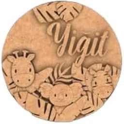 Yijit Jungle Animals MDF Kids DIY Room Name Plate, Round Decorative Wall Sign, Green-picture-20