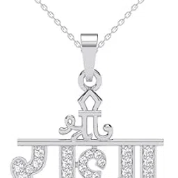 925 Sterling Silver Religious Radha Pendant Chain Necklace | Platinum Plated, Swiss Zirconia |Gift for Women and Girls-image-74