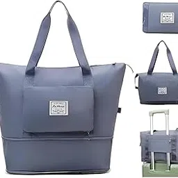 reenta 41L Expandable Travel Duffel for Women � Wheeled & Foldable Weekender Bag with Telescoping Handle � Perfect for Personal Items, Overnight Trips & Gym Gear (BLUE-BZ-01)-picture-19