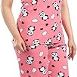 fortnight Women Night Wear Set - Panda Print Satin Sleepwear & Lounge wear - Soft & Stylish Night Dress for Women & Girls-picture-19
