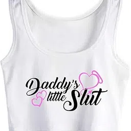 apsra trader Crop Top Daddy's Little Slut Cumslut Woman Cotton Sleeveless Tank Top Vest-picture-18