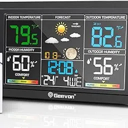 Geevon Weather Stations Wireless Indoor Outdoor Thermometer, Color VA Display Digital Weather Thermometer, Temperature Humidity Monitor with Barometer, Calendar, and Adjustable Backlight-picture-12