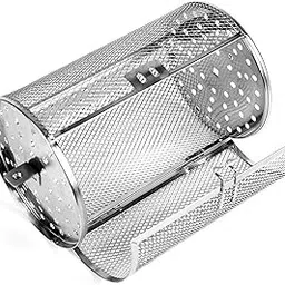 Rotisserie Basket for Air Fryer, 360° Rotating Grill Drum, Stainless Steel Tumble Rotisserie Oven Cage for Baking Turkey, BBQ, Peanuts(14X18cm)-image-44