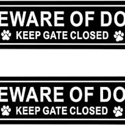 Kichwit 2 Pack Beware of Dog Sign, Aluminum, Keep Gate Closed Sign for Fence or Gate, 11.8 x 3.1 Inches-picture-14