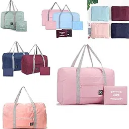 raja dhiraj Travel Foldable Nylon Duffle Tote Bag Portable Waterproof Handbag Folding Weekend Shopping Luggage Bag Gym Sports Bag for Women Girl-picture-22