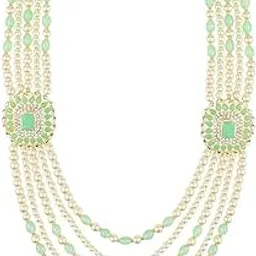 i jewels 5 Layered Traditional Gold Plated Dulha Moti Mala with Beaded Maharaja Haar/Groom Necklace For Men (MLP41)-picture-28