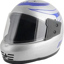 Sage Square Audi Kimi Full Face Helmet | ISI Certified | Clear Visor | Comfort Inner Padding | Designed for Extra Comfort & Style (Silver Glossy-Blue Decal) image 1