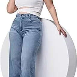 miss chase a+ Women's Wide Leg High Rise Regular Length Stretchable Shaping Denim (Plus Size) Jeans-picture-63