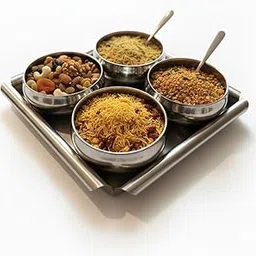 Stainless Steel Tray with 4 Bowls Premium Rust-Free Serving Set for Snacks, Chutneys & Desserts Mirror Finish Serveware for Dining Table, Kitchen, Home & Restaurant Use (Small(10 Inch))-image-27