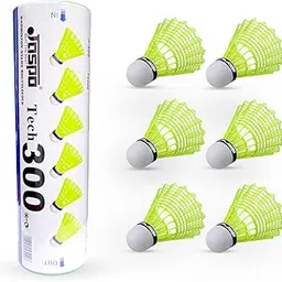 Jaspo Tech-300 Nylon Badminton Shuttlecocks | High-Speed & Durable | Great Stability for Indoor & Outdoor Training & Practice, Premium Cork Base (Set of 6pcs)-picture-27