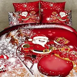 HEAVENGLOW Set 4 3D Bedding Cover Set for Merry Christmas Bedroom Decoration 1#-image-1