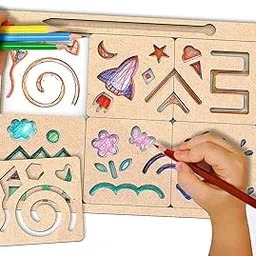 Webby DIY Art & Craft Wooden Drawing Kit| Stencil for Kids I My First Drawing Kit, Birthday Gift, Art Slate for Kids, Boys & Girls-picture-59
